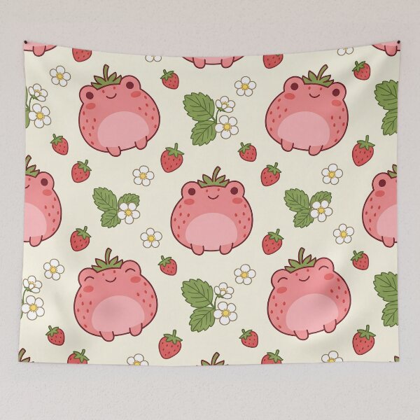 Item preview, Cute Strawberry Frog Pastel Pattern designed and sold by LyoniHERA.