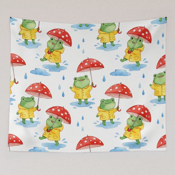 Item preview, Rainy Day Frogs in Yellow Raincoats Pattern designed and sold by LyoniHERA.