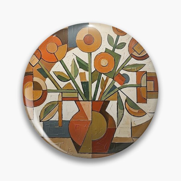 Item preview, Bauhaus Abstract Still Life  Painting – Earth Tone Floral Art – Mid-Century Modern designed and sold by CattlettArt.