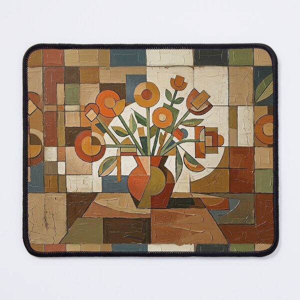 Item preview, Bauhaus Abstract Still Life  Painting – Earth Tone Floral Art – Mid-Century Modern designed and sold by CattlettArt.