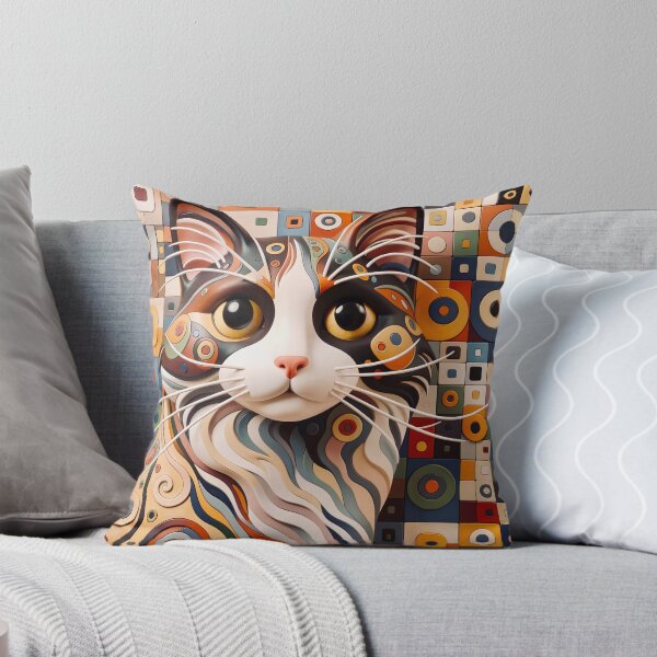 Item preview, Gustav Klimt Cat with Geometric Shapes designed and sold by Vicky Brago-Mitchell®.