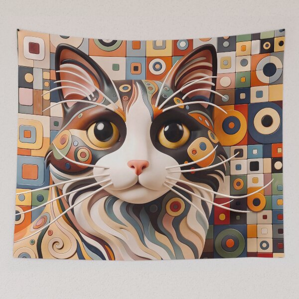 Item preview, Gustav Klimt Cat with Geometric Shapes designed and sold by Vicky Brago-Mitchell®.