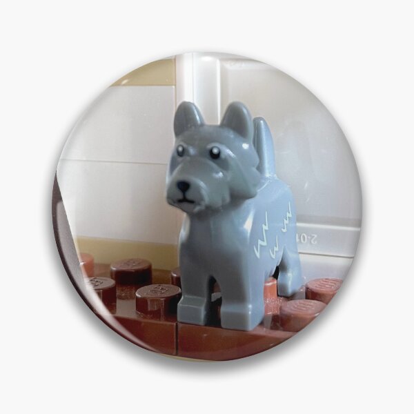 Item preview, Little grey Lego pup on the porch designed and sold by Julia Marshall Felix.