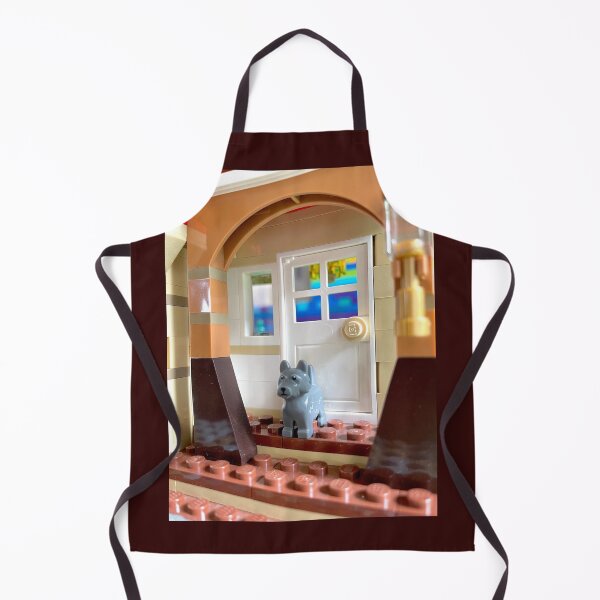 Item preview, Little grey Lego pup on the porch designed and sold by Julia Marshall Felix.