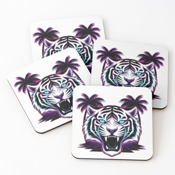Item preview, Neon Tiger Roar – Retro Synthwave Palm Trees T-Shirt & Sticker designed and sold by Sky-bully.