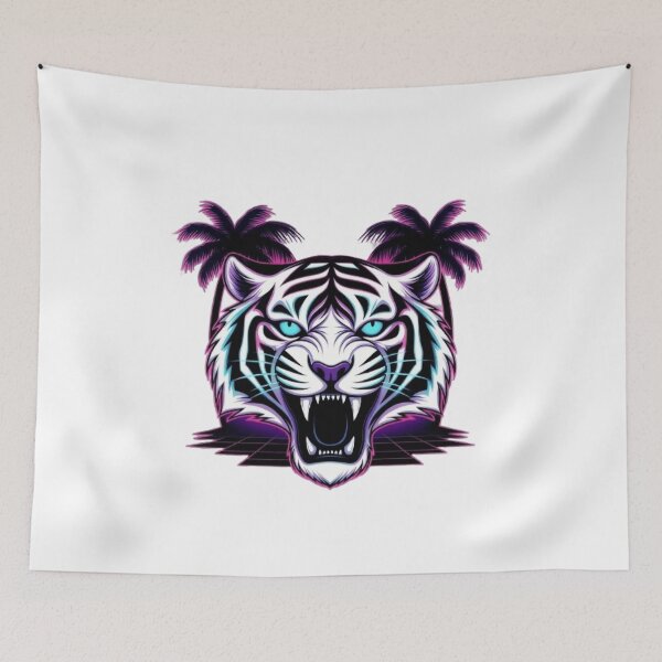 Item preview, Neon Tiger Roar – Retro Synthwave Palm Trees T-Shirt & Sticker designed and sold by Sky-bully.