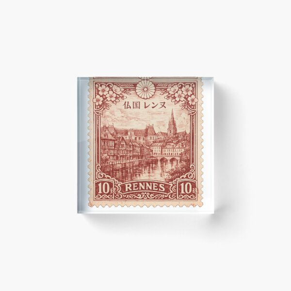 Item preview, Vintage Rennes France Stamp Illustration | Retro French Postage Art | Classic Brittany Heritage Travel Design designed and sold by PaintedPixels01.