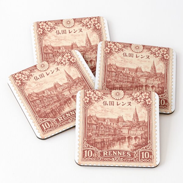 Item preview, Vintage Rennes France Stamp Illustration | Retro French Postage Art | Classic Brittany Heritage Travel Design designed and sold by PaintedPixels01.