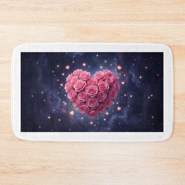 Item preview, Heart shaped pink rose bouquet blooming in the vast starry galaxy universe designed and sold by higgins5.