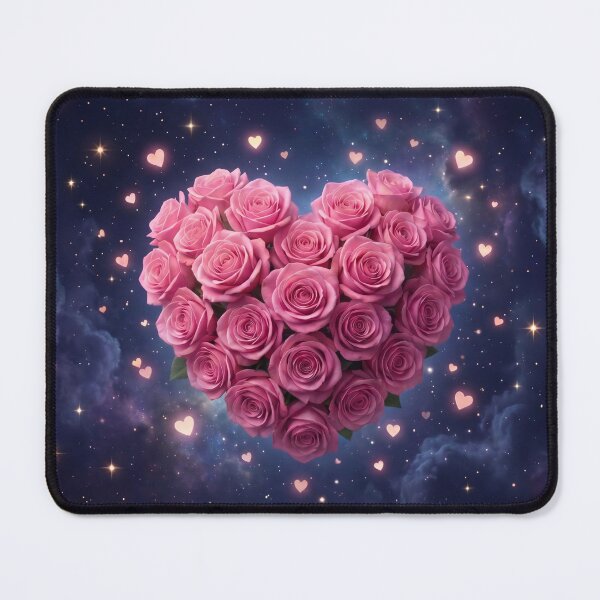Item preview, Heart shaped pink rose bouquet blooming in the vast starry galaxy universe designed and sold by higgins5.