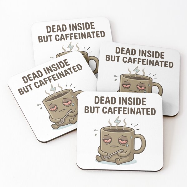 Item preview, Funny Coffee Dead Inside But Caffeinated T-Shirt – Burnout Meme Design designed and sold by DIRTYSKETCHH.
