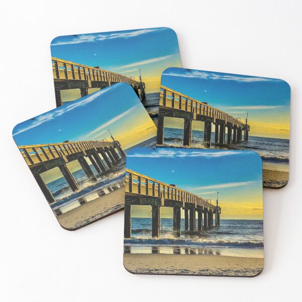Item preview, Ocean Pier at Sunrise – Waves and Beach Coastal Photography designed and sold by aadventures.