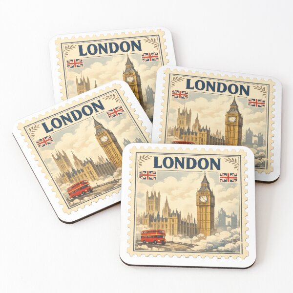 Item preview, Vintage London Stamp Illustration | Retro UK Postage Art | Classic Big Ben & London Skyline Travel Design designed and sold by PaintedPixels01.