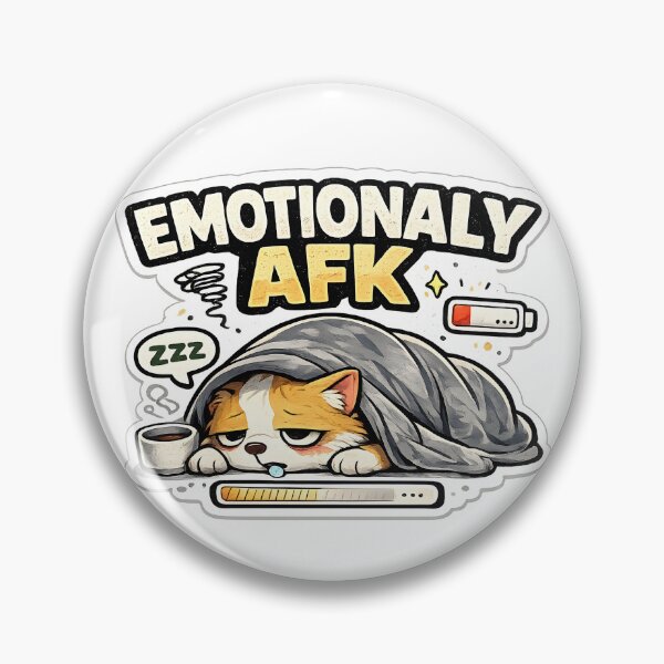Item preview, Emotionally AFK Funny Cat Sticker Introvert Burnout Cute Gamer Meme designed and sold by TheLazyVibe.