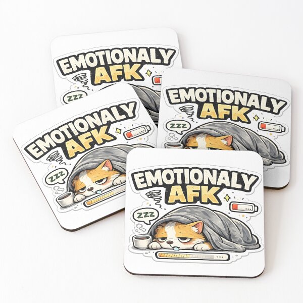 Item preview, Emotionally AFK Funny Cat Sticker Introvert Burnout Cute Gamer Meme designed and sold by TheLazyVibe.
