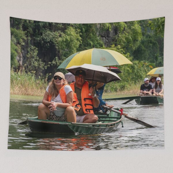Item preview, Tam Coc River Rowboats - Ngo Dong River, Ninh Binh | Iconic Vietnam Landscape Art designed and sold by Ross.A.Campbell.