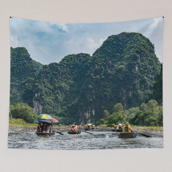 Item preview, Tam Coc River Rowboats - Ngo Dong River, Ninh Binh | Iconic Vietnam Landscape Art designed and sold by Ross.A.Campbell.