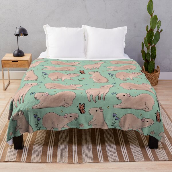 Item preview, Cute Capybara Pattern with Flowers and Butterflies – Kawaii Animal Design designed and sold by Pharmkitty.