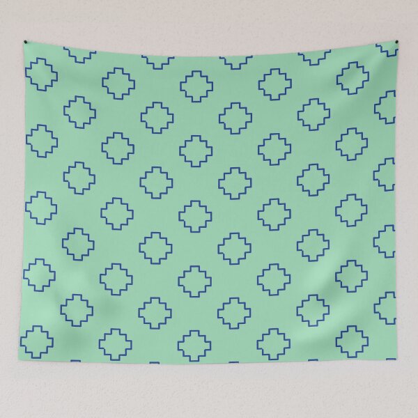 Item preview, French Blue Andean Crosses on Celadon Green designed and sold by PSCSCo.