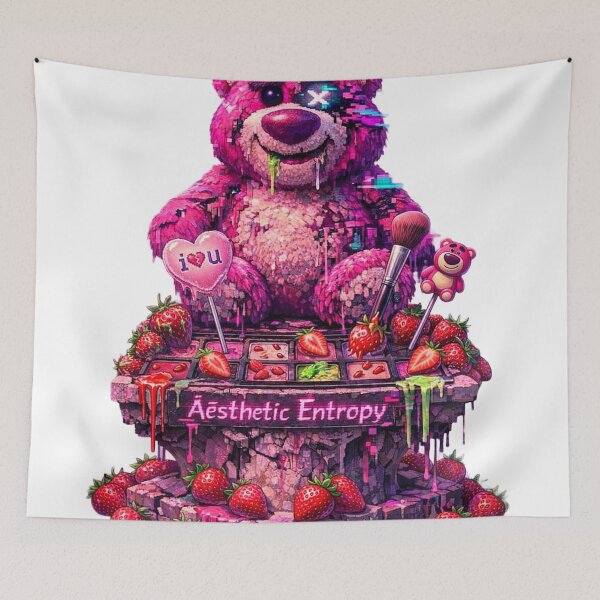 Item preview, Äēsthetic Entropy Bear: Voxel Strawberry Glitch designed and sold by A E S T H E T A T A G.