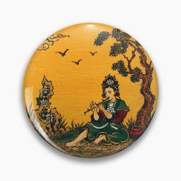 Item preview, Vintage Flute Girl Oriental Folk  designed and sold by eliramaison.