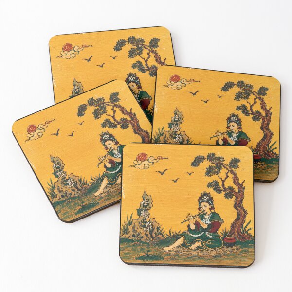 Item preview, Vintage Flute Girl Oriental Folk  designed and sold by eliramaison.