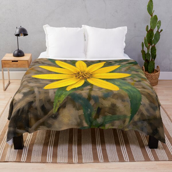 Item preview, Woodland Sunflower Botanical Impressionist Oil Painting designed and sold by Blossom-Breeze.