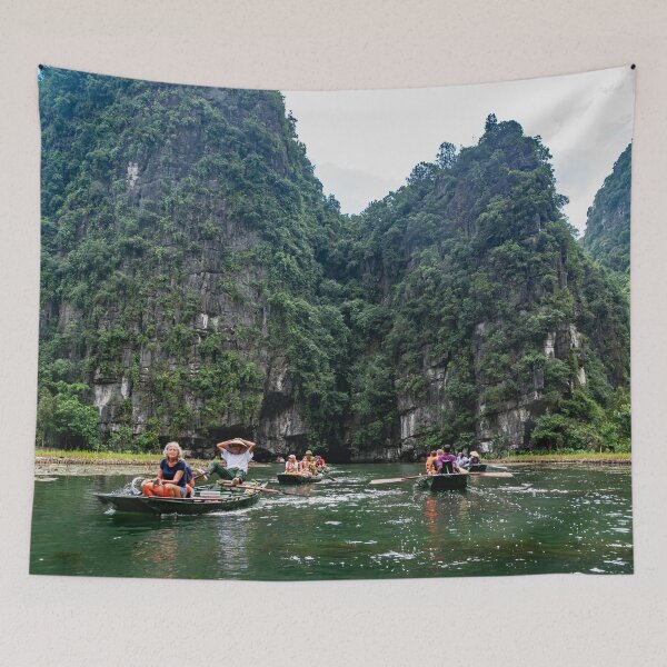 Item preview, Tam Coc River Rowboats - Ngo Dong River, Ninh Binh | Iconic Vietnam Landscape Art designed and sold by Ross.A.Campbell.