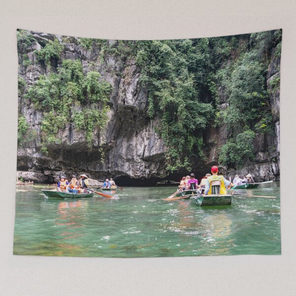 Item preview, Tam Coc River Rowboats - Ngo Dong River, Ninh Binh | Iconic Vietnam Landscape Art designed and sold by Ross.A.Campbell.
