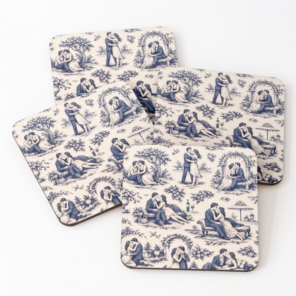 Item preview, Romantic Blue Lovers Toile  designed and sold by Chicken Dinner Studio.