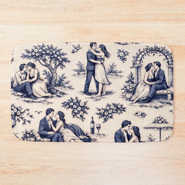 Item preview, Romantic Blue Lovers Toile  designed and sold by Chicken Dinner Studio.