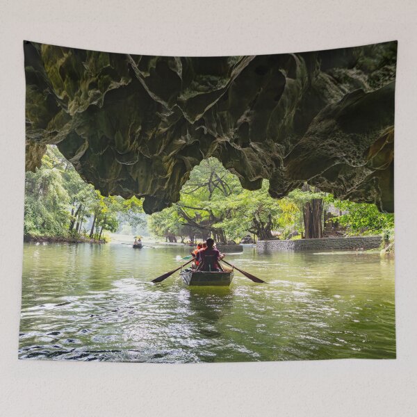 Item preview, Tam Coc River Rowboats - Ngo Dong River, Ninh Binh | Iconic Vietnam Landscape Art designed and sold by Ross.A.Campbell.