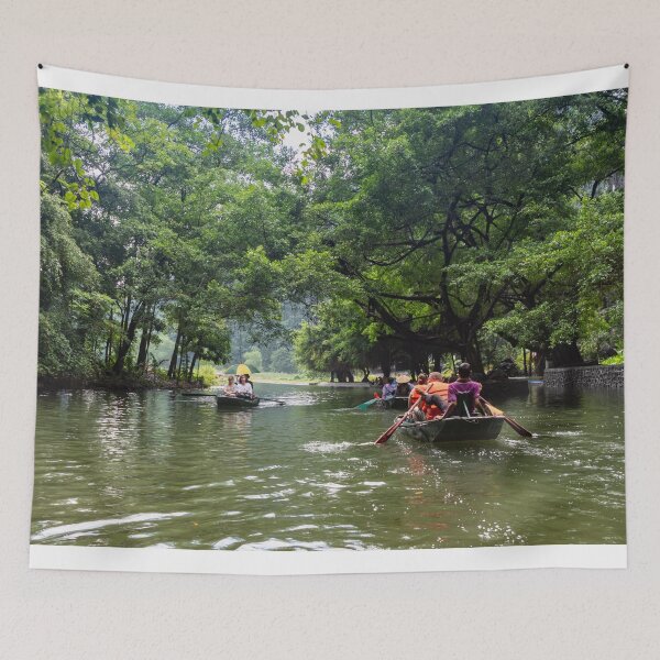 Item preview, Tam Coc River Rowboats - Ngo Dong River, Ninh Binh | Iconic Vietnam Landscape Art designed and sold by Ross.A.Campbell.