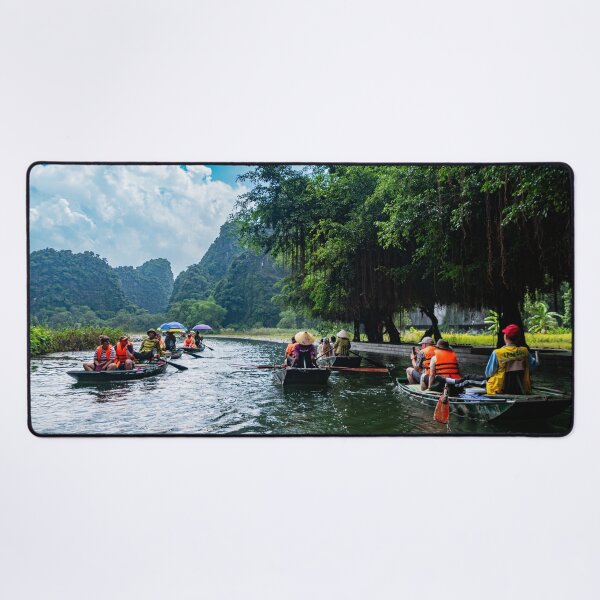 Item preview, Tam Coc River Rowboats - Ngo Dong River, Ninh Binh | Iconic Vietnam Landscape Art designed and sold by Ross.A.Campbell.
