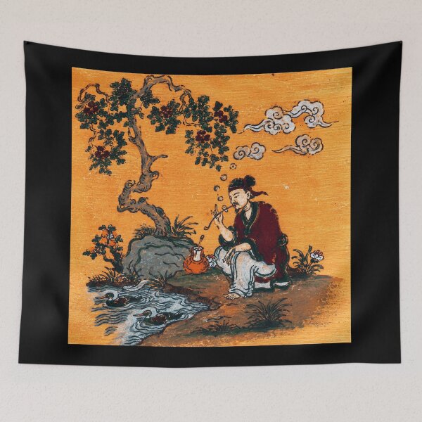 Item preview, Scholar by the River Vintage Asian Painting designed and sold by eliramaison.