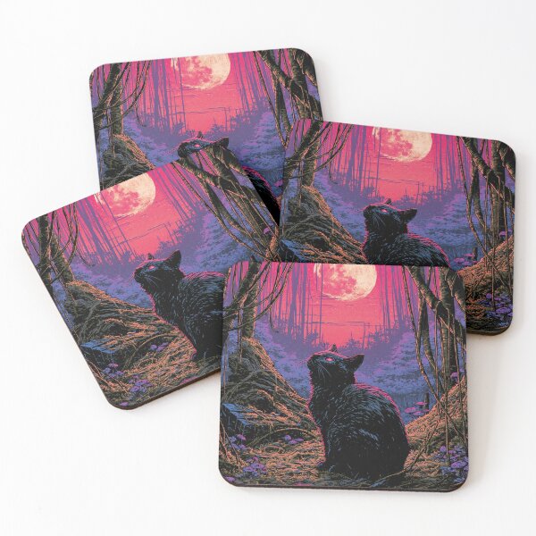 Item preview, Mysterious Cat Watching the Moon Dark Forest Night Design designed and sold by Meow-Attitude.