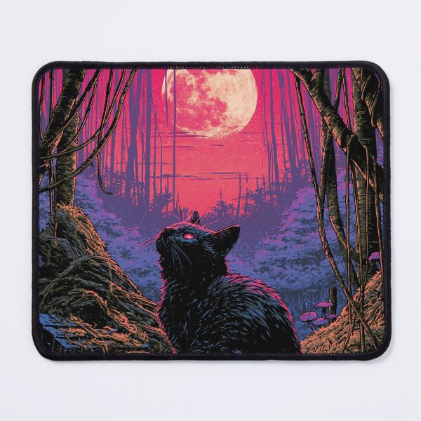 Item preview, Mysterious Cat Watching the Moon Dark Forest Night Design designed and sold by Meow-Attitude.