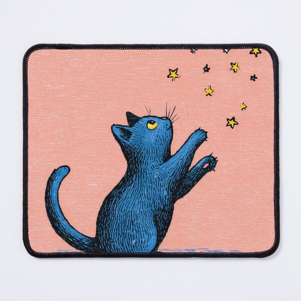 Item preview, Cute Blue Cat Reaching for Stars Dreamy Kawaii Design designed and sold by Meow-Attitude.