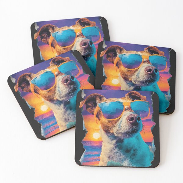 Item preview, Cute Jack Russell with Sunglasses Sunset Tropical Dog Summer designed and sold by Littermin.