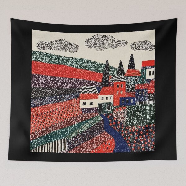 Item preview, Patchwork Hills Village Abstract  designed and sold by Modaozushi216.
