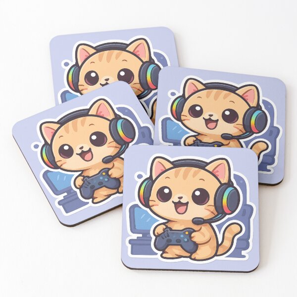 Item preview, Gamer Cat Sticker – Cute Cat with Headphones designed and sold by PixelPicsStudio.