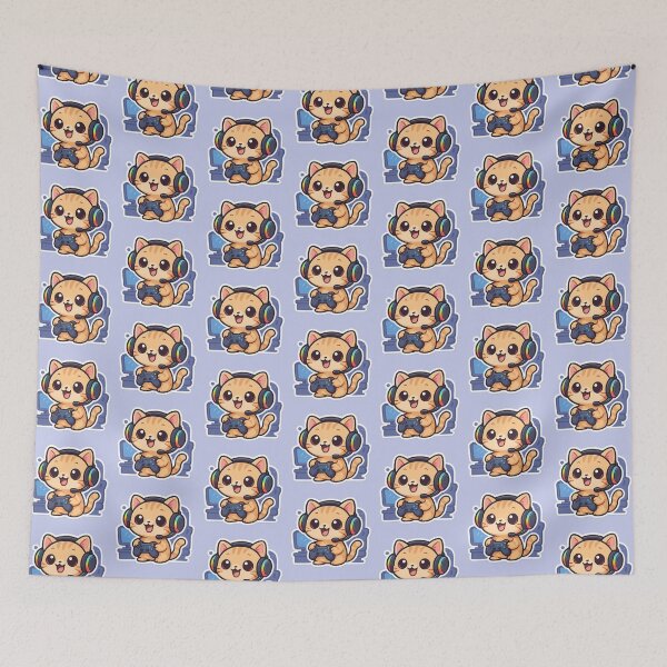Item preview, Gamer Cat Sticker – Cute Cat with Headphones designed and sold by PixelPicsStudio.