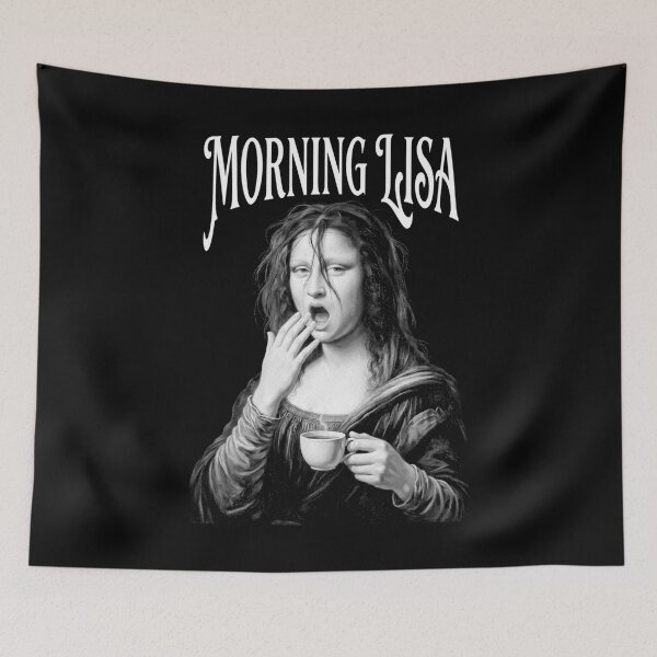 Item preview, Tired Mona Lisa Morning Coffee Funny Leonardo Da Vinci designed and sold by GrandeDuc.