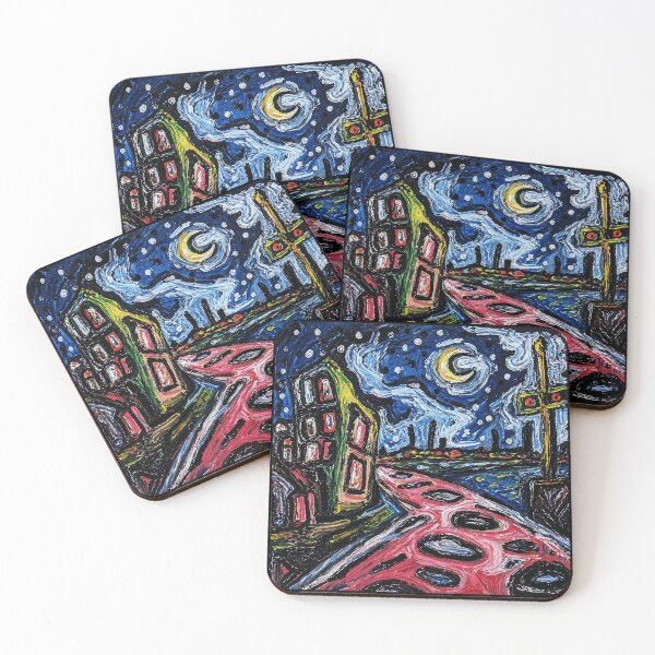 Item preview, Abstract Night Street Painting designed and sold by Modaozushi216.