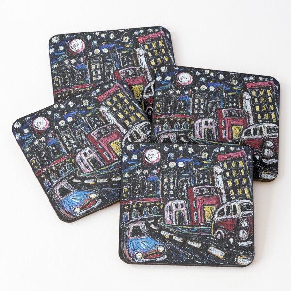 Item preview, Night City Street Painting Expressionist Style designed and sold by Modaozushi216.