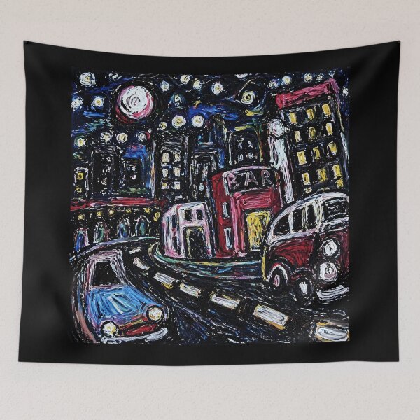 Artikelvorschau, Nachtstadt-Straßenmalerei im expressionistischen Stil entworfen und verkauft von Modaozushi216.