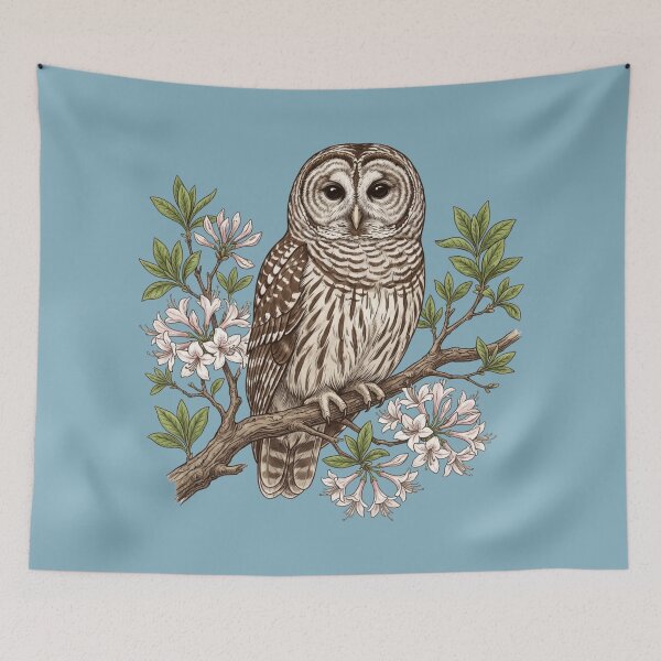 Item preview, Vintage Barred Owl Wild Azalea Botanical Illustration designed and sold by BirdsnStuff.