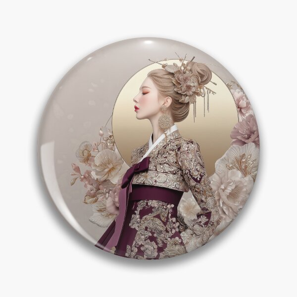 Item preview, Elegant Korean Woman in Royal Hanbok with Flowers designed and sold by colorful-white.