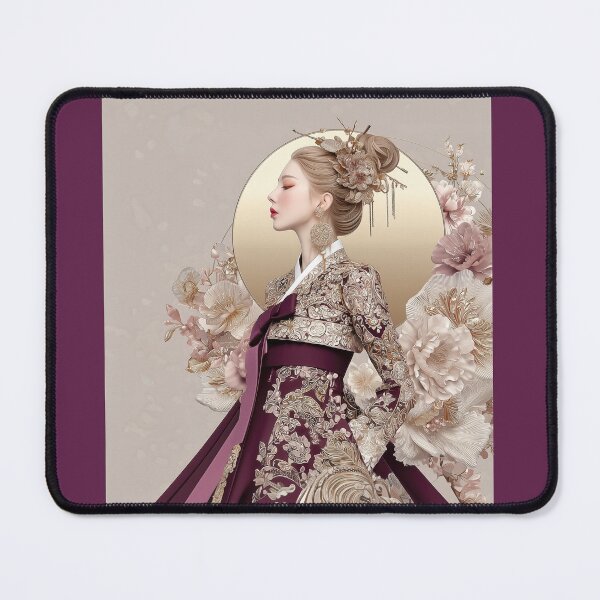 Item preview, Elegant Korean Woman in Royal Hanbok with Flowers designed and sold by colorful-white.