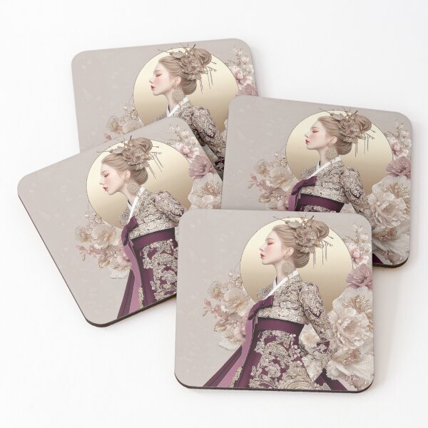 Item preview, Elegant Korean Woman in Royal Hanbok with Flowers designed and sold by colorful-white.